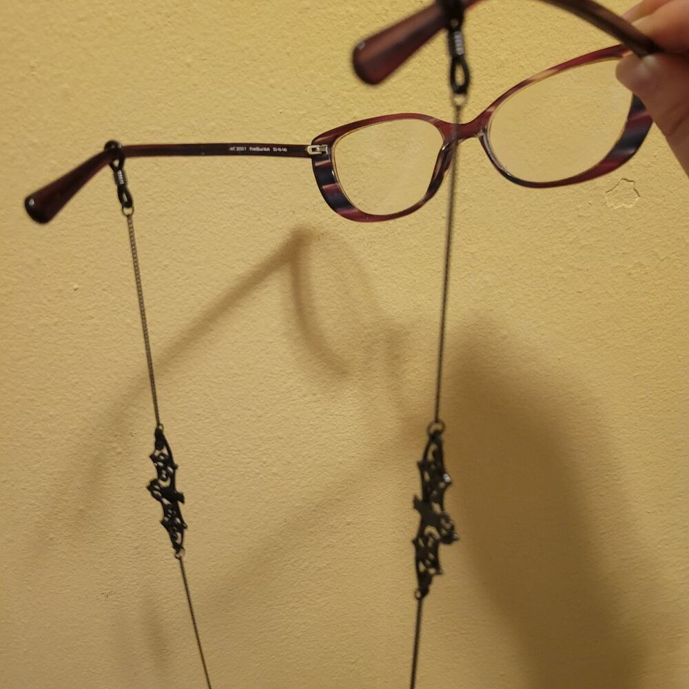 Black bat charm eye glass chain lanyard